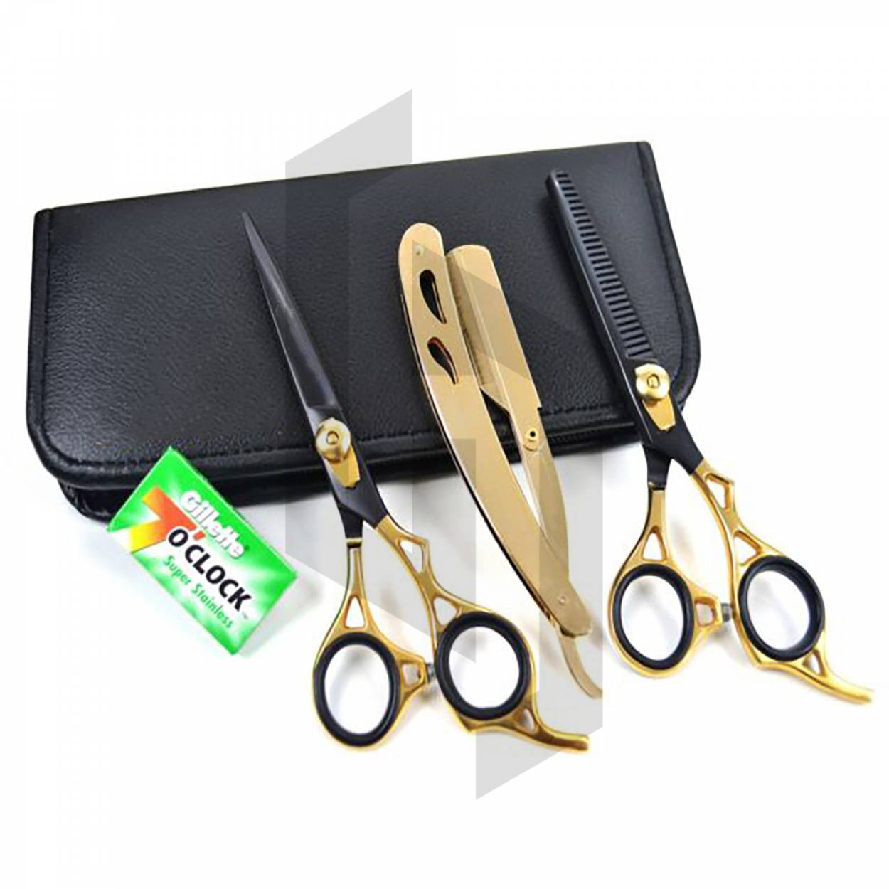 Gold And Black Barber Scissors Kit
